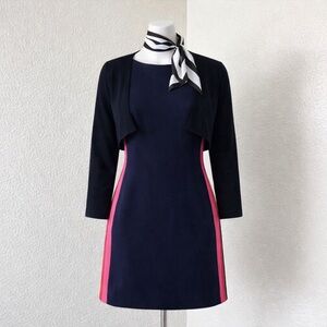 Vince Camuto Petite 8P Navy Shift Dress NWT Pink Stripe Work